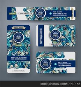 Corporate Identity vector templates set with doodles marine theme. Corporate Identity vector templates set with doodles marine them