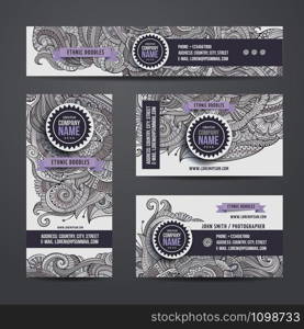 Corporate Identity vector templates set with doodles ornamental ethnic theme. Corporate Identity with doodles ornamental ethnic theme
