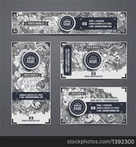 Corporate Identity vector templates set with doodles photo theme. Corporate Identity doodles photo theme
