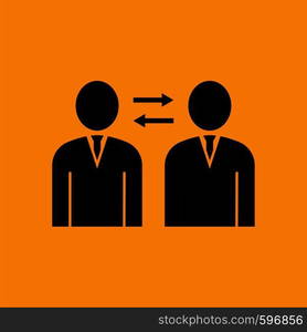 Corporate Interaction Icon. Black on Orange Background. Vector Illustration.