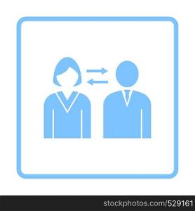 Corporate Interaction Icon. Blue Frame Design. Vector Illustration.