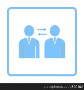 Corporate Interaction Icon. Blue Frame Design. Vector Illustration.