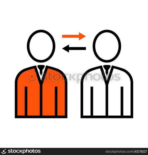 Corporate Interaction Icon. Thin Line With Orange Fill Design. Vector Illustration.