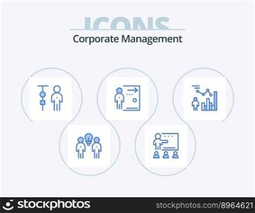 Corporate Management Blue Icon Pack 5 Icon Design. fired. door. school. people. corporate administration