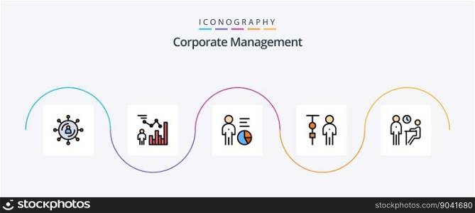 Corporate Management Line Filled Flat 5 Icon Pack Including meeting. interview. management. people. corporate administration