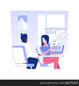 Corporate news and updates isolated concept vector illustration. Group of colleagues getting corporate newsletter, business etiquette, company rules, teambuilding idea vector concept.. Corporate news and updates isolated concept vector illustration.