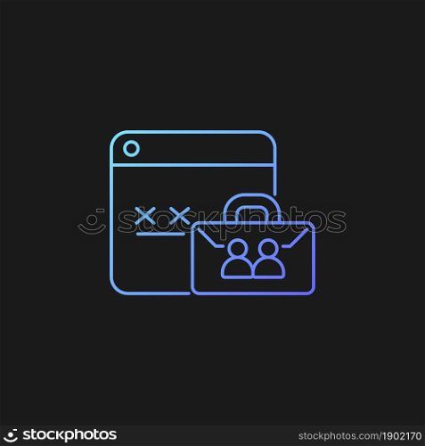 Corporate password gradient vector icon for dark theme. Secure business system. Password management for employees. Thin line color symbol. Modern style pictogram. Vector isolated outline drawing. Corporate password gradient vector icon for dark theme