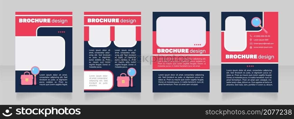 Corporate social responsibility blank brochure design. Template set with copy space for text. Premade corporate reports collection. Editable 4 paper pages. Nunito Light, Bold fonts used. Corporate social responsibility blank brochure design