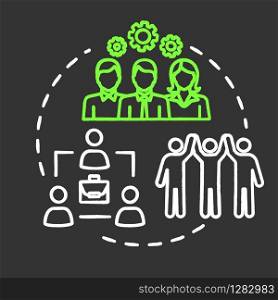 Corporate strategies chalk RGB color concept icon. Competition target. Progress from collaboration. Building company idea. Vector isolated chalkboard illustration on black background