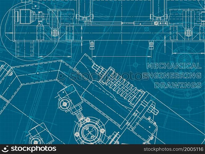 Corporate style backgrounds. Mechanical engineering drawing. Machine-building industry. Blueprint. Corporate style. Mechanical instrument making. Technical