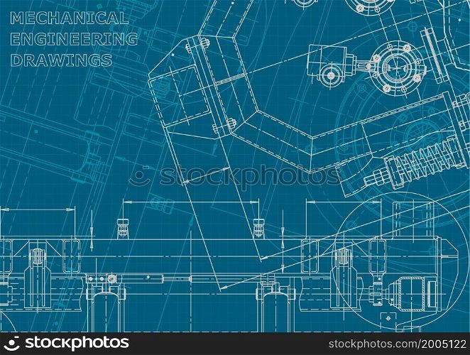 Corporate style. Blueprint, scheme, plan, sketch Technical illustrations backgrounds Mechanical engineering. Blueprint. Corporate style. Mechanical instrument making. Technical