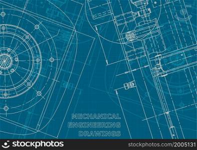 Corporate style. Cover, flyer, banner, background. Instrument-making drawings. Mechanical engineering drawing. Technical illustrations backgrounds Scheme Outline. Blueprint. Corporate style. Mechanical instrument making. Technical