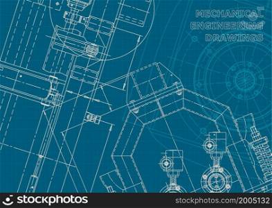Corporate style. Cover, flyer, banner, background. Instrument-making drawings. Mechanical engineering drawing Technical illustrations backgrounds. Blueprint. Corporate style. Mechanical instrument making. Technical