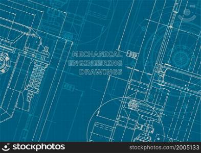 Corporate style. Cover, flyer, banner, background. Instrument-making drawings Mechanical engineering drawing Technical illustrations. Blueprint. Corporate style. Mechanical instrument making. Technical
