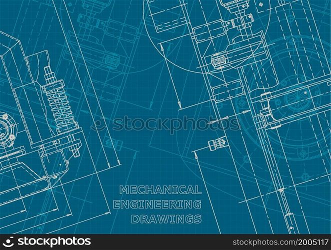 Corporate style illustration. Cover, flyer, banner, background. Instrument-making drawings Mechanical engineering drawing Technical. Blueprint. Corporate style. Mechanical instrument making. Technical