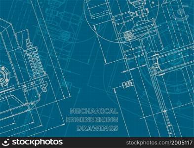Corporate style illustration. Cover, flyer, banner, background. Instrument-making drawings Mechanical engineering drawing Technical. Blueprint. Corporate style. Mechanical instrument making. Technical