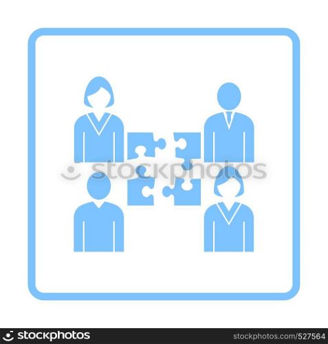 Corporate Team Icon. Blue Frame Design. Vector Illustration.