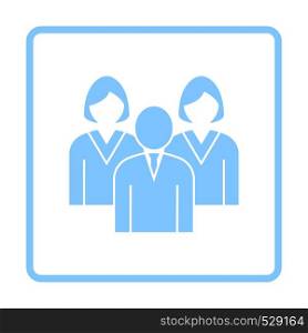 Corporate Team Icon. Blue Frame Design. Vector Illustration.