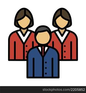 Corporate Team Icon. Editable Bold Outline With Color Fill Design. Vector Illustration.