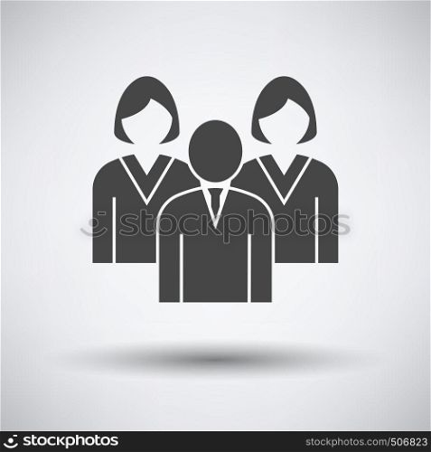 Corporate Team Icon on gray background, round shadow. Vector illustration.