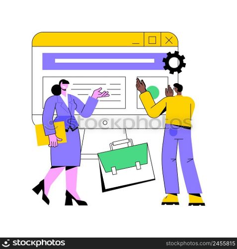 Corporate website abstract concept vector illustration. Official company website, business online representation, corporate vision page, web development, graphic design service abstract metaphor.. Corporate website abstract concept vector illustration.