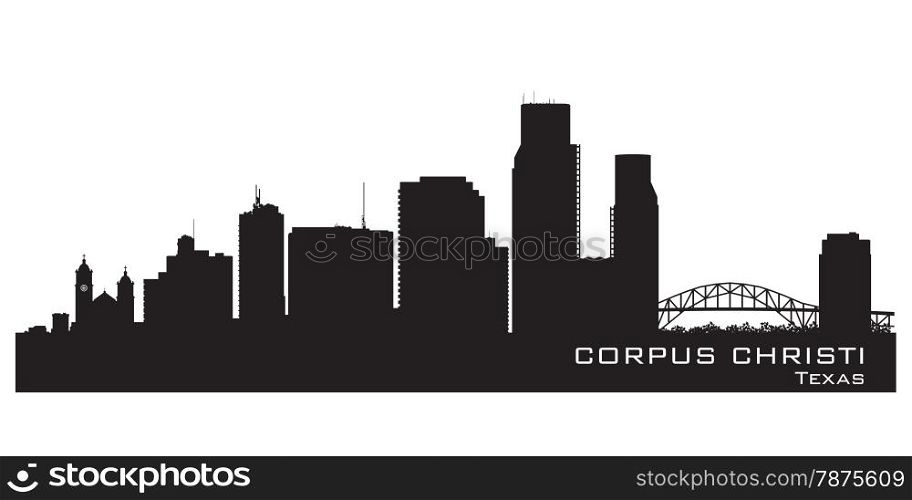 Corpus Christi Texas skyline Detailed vector silhouette