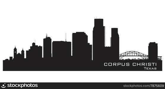 Corpus Christi Texas skyline Detailed vector silhouette