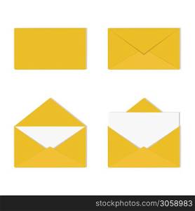 Correspondence, message concept. Vector illustration. A set of open and closed envelopes with letter.. A set of open and closed envelopes with letter. Correspondence, message concept. Vector illustration