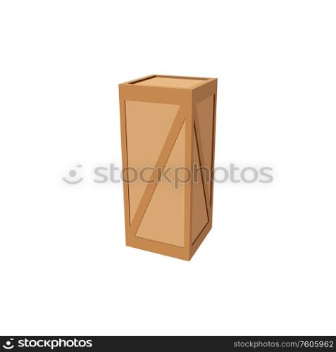 Corrugated cardboard isolated delivery parcel. Vector brown package, moving and post box. Cardboard parcel isolated vector corrugated box