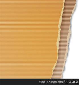 Corrugated Cardboard Vector Background. Realistic Ripped Carton Wallpaper With Torn Edges. Graphic Design Element For Poster, Flyer, Advertisement, Web Site. Vector illustration. Corrugated Cardboard Vector Background. Realistic Ripped Carton Wallpaper With Torn Edges.