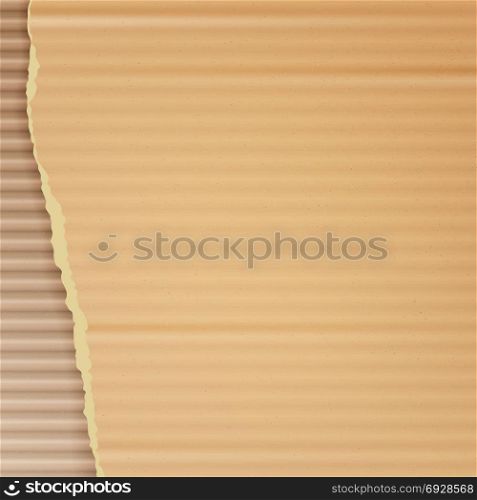 Corrugated Cardboard Vector Background. Realistic Texture Ripped Cardboard Wallpaper With Torn Edges. Logistics Service, Warehouse, Transportation Concept. Vector illustration. Corrugated Cardboard Vector Background. Realistic Ripped Carton Wallpaper With Torn Edges.
