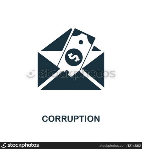 Corruption icon. Monochrome style design from management collection. UI. Pixel perfect simple pictogram corruption icon. Web design, apps, software, print usage.. Corruption icon. Monochrome style design from management icon collection. UI. Pixel perfect simple pictogram corruption icon. Web design, apps, software, print usage.