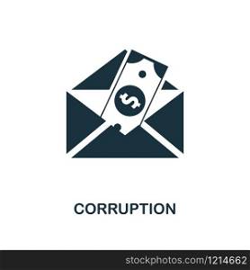 Corruption icon. Monochrome style design from management collection. UI. Pixel perfect simple pictogram corruption icon. Web design, apps, software, print usage.. Corruption icon. Monochrome style design from management icon collection. UI. Pixel perfect simple pictogram corruption icon. Web design, apps, software, print usage.