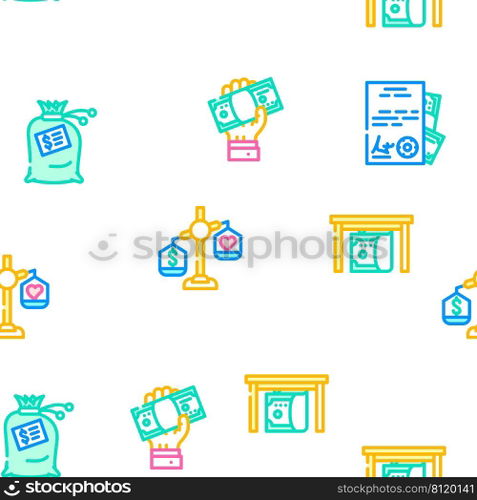 Corruption Problem Vector Seamless Pattern Color Line Illustration. Corruption Problem Vector Seamless Pattern