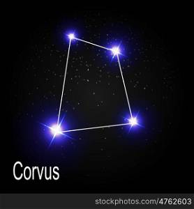 Corvus Constellation with Beautiful Bright Stars on the Background of Cosmic Sky Vector Illustration EPS10. Corvus Constellation with Beautiful Bright Stars on the Backgrou