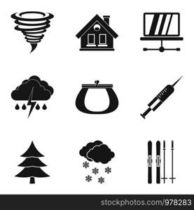 Cosiness icons set. Simple set of 9 cosiness vector icons for web isolated on white background. Cosiness icons set, simple style