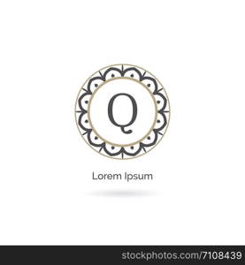 Cosmetic and beauty brand Q logo design illustration. Luxury letter Q vector monogram.