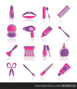 Cosmetic and hairdressing icons vector image