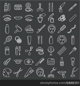 Cosmetic beauty and make up icon set