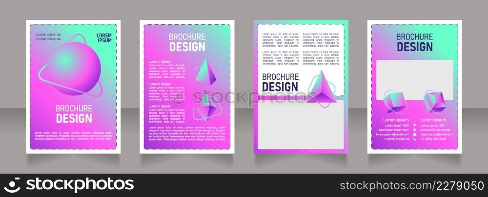 Cosmetic blank brochure design. Template set with copy space for text. Premade corporate reports collection. Editable 4 paper pages. Bahnschrift SemiLight, Bold SemiCondensed, Arial Regular fonts used. Cosmetic blank brochure design