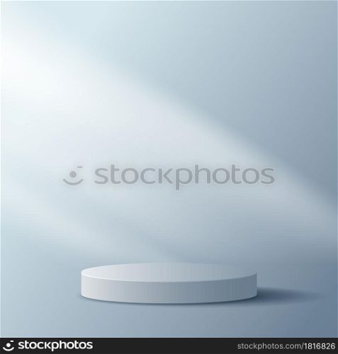 Cosmetic blue background and premium podium display for product presentation branding and packaging. studio stage with light and shadow on background. vector design.