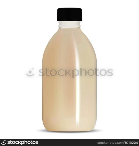 Cosmetic Bottle. Beauty Product Mockup. Shampoo Template. Plastic Lotion Container Isolated on White Background. Realistic Cosmetic Milk Bottle with Black Cap. Luxury Gel Jar Blank. Cosmetic Bottle. Beauty Product Mockup. Shampoo