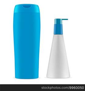 Cosmetic Bottle. Package sh&oo, dispenser container blank. soap or gel product with pump dispenser isolated on white background. Hair wash packaging mock up template, milk liquid. Cosmetic bottle sh&oo dispenser container blank