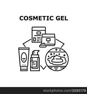 Cosmetic Gel Vector Icon Concept. Cosmetic Gel Tube And Jar Packages, Cosmetology Moisturizing Creamy Product For Skin Treatment And Healthcare. Vitamin Natural Hygiene Lotion Black Illustration. Cosmetic Gel Vector Concept Black Illustration