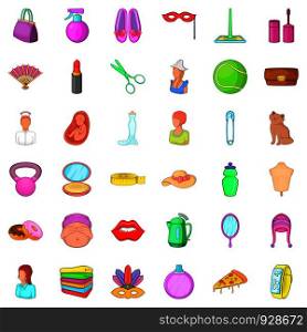 Cosmetic icons set. Cartoon style of 36 cosmetic vector icons for web isolated on white background. Cosmetic icons set, cartoon style