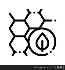 Cosmetic Ingredient Honey Vector Thin Line Icon. Organic Cosmetic, Natural Component Honeycomb Plant Leaf Linear Pictogram. Eco-friendly, Cruelty-free Product, Molecular Analysis Contour Illustration. Cosmetic Ingredient Honey Vector Thin Line Icon