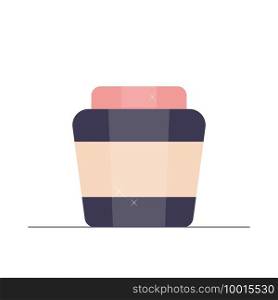 Cosmetic jar. Face and body care, moisturizing cream. Single illustration on white background in cartoon style