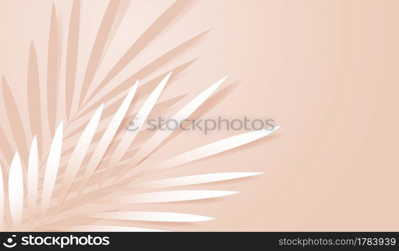Cosmetic on brown background and premium podium display for product presentation branding and packaging . studio stage with shadow of leaf background. vector design.