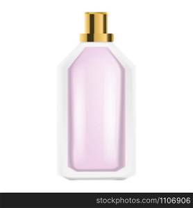 Cosmetic perfume bottle icon. Realistic illustration of cosmetic perfume bottle vector icon for web design isolated on white background. Cosmetic perfume bottle icon, realistic style