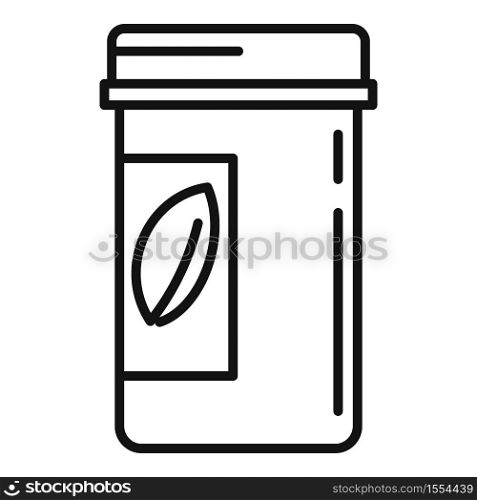 Cosmetic pill jar icon. Outline cosmetic pill jar vector icon for web design isolated on white background. Cosmetic pill jar icon, outline style
